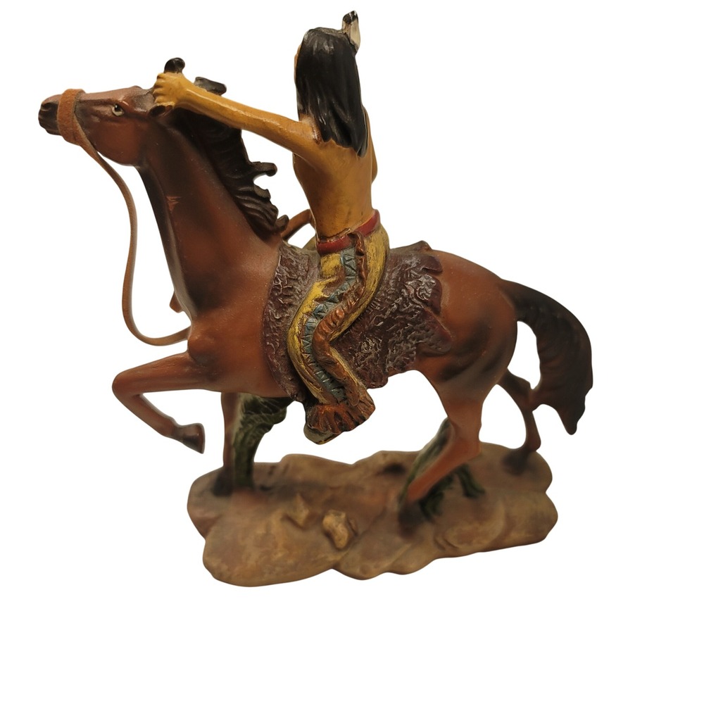 Native American Indian on Horse Figurine Statue‎ Western Decor - Picture 2 of 4